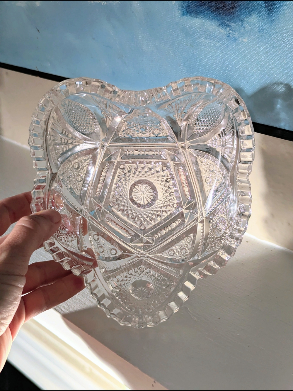 Vintage Imperial Glass Heart-Shaped Pressed Glass Candy Dish